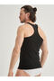 Men's Black Sports Tank Top 100% Cotton Asymmetrical Cut Crew Neck - 5