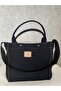 Women's Denim Black Bag with Shoulder Strap - 2