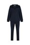 Women's Navy Blue Striped Hooded Pocket V-Neck Long Sleeve Viscose Top and Bottom Set - 5