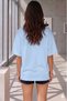 Women's Baby Blue T-Shirt with the Slogan "Tea Is the Main Character" Printed on It, Trendy Loose Fit T-Shirt - 2