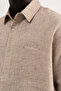 Men's Embroidered Muslin Cotton Oversize Shirt Beige - 5