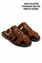 Zyra Tan Suede Belt Detailed Gold Buckle Flat Sole Summer Comfortable Women's Slippers