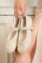 Roni Knitted Detail Buckle Women's Ballerinas - 5