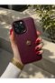 iPhone 14 Pro Max Compatible Leather Textured Phone Case with Gold Rose Detail - 6