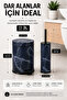 Pedal Trash Can 3 Liter Inner Bucket with Lid Toilet Brush Bathroom Set Navy Blue Marble - Titan 7103 - 3