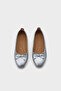 Hana Trend Wrinkled Pattern Silver Women's Ballerinas - 4