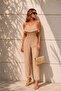 Beige Strappy Ruffled Stylish Jumpsuit 582123