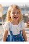 Girl's Lace Collar Detailed Blouse Colorful Salopet Suit - 2