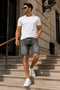 Men's Slim Fit Jean Shorts Lycra Slim Fit Denim Shorts C342- Makedon - 5