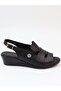 D26Ys 2870 Black Genuine Leather Heeled Women's Sandals - 5