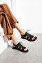 Black Women's Sandals Stringed Bodrum Style Sandals Ergonomic Comfortable Style - 3