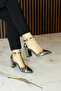 Aurora Platinum Mirror Transparent Design Pointed Toe Thick Heeled Classic Shoes