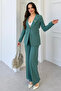 Green Women's Accessory Lined Single Button Blazer Jacket & Fabric Trousers Suit