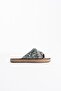 Women's Black Stone Embroidered Slippers Tr35My08A - 2
