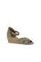 Khaki Leather Women's Wedge Heeled Sandals 01Ws11102 - 3