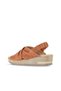 Tan Dark Leather Women's Wedge Heeled Sandals 01Wu5700 - 4