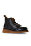 Black leather women's flat boot 01wv5204 - 2