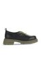 Black Khaki Leather Women's Classic Shoes 01Wz1421