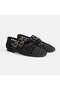 Women's Black Metal Buckle Accessory Knitted Ballerinas