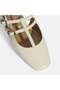 Women's White Buckle Leather Casual Shoes - 7