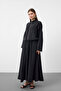 Black Women's Premium Tencel Fabric Skirt with Belt Detail and Flowy Textured Jacket Skirt Set