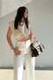 Striped Crop Blouse with Accessories Brown - 4
