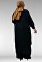 57029 Plus Size Half Placket Slit Pants Suit - Black - 8