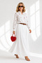 Women's White Red Floral Cotton Eyelet Embroidery Shirt GML-19001326 - 2
