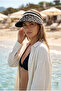 Women's Black Straw Pearl Visor Hat Summer Beach Hat Hsr2134 - 3