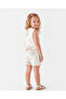 Girl's Beige Embroidery Detailed Linen Look Shorts Set – Buttoned Summer Two-Piece Set - 4