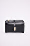 Women's Premium Black Textured Gold-Locked Multi-Compartment Elegant Women's Card Holder Wallet
