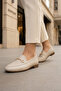 Women's Genuine Leather Chain Loafer Casual Shoes Tanle Beige - 4