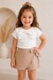 Girl's stone embellished bow collar skort shorts skirt 2-piece bottom top set summer stylish outfit 2-5 years