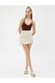 Mini Shorts Skirt Cotton Back Pocket Detailed Elastic Waist - 2