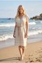Women's Linen-Cotton Straw Collared Natural See-through Jute Belt Pareo / Beach Dress - 4