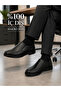 Genuine Leather Men's Classic Casual Shoes – Comfortable Office/Dad Shoes with Orthopedic Soles Black