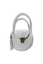 Women's Straw Daily or Beach Bag with Short Handle, Shoulder Strap, Round Lock, Tassel Detail, Solid Color, New Season, Hand Knitted Look - 4