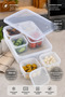 Set of 6 Striped Vacuumed Breakfast Bowls with Square Trays and Divided Lids, White