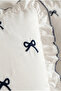 Aurelia 100% Cotton Ruffled, Bow Pattern Embroidered 6 Piece Premium Double Duvet Cover Set - 4