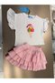 Girl's Gingham Skirt + T-Shirt Set - 6