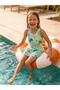 Flamingo Printed Swimsuit for Ages 2-12 - Green