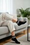 6 Pairs Men's and Women's Cotton Striped Black Bootie Socks - 3