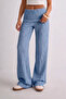 Bubble Fabric High Waist Folded Belted Comfortable Women's Wide Leg Sweatpants