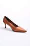 Lina Tan Color Suede and Leather Combination Heeled Women's Shoes - 8