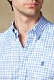 Luca Twill Cotton Comfort Fit Light Blue Button down Collar Men's Checkered Shirt - 3