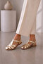 Gold Genuine Leather Women's Strappy Cage Sandals - 4