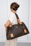 Large Size Brown-Tan Lettered Leather Women's Hand & Shoulder Bag – Stylish Spacious Bag for Sports, Daily Use, and Short Trips