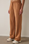 Light Brown Foldable Oversize Mid Waist Tie Detailed Sweatpants