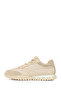 Women's Beige Lace-Up Leather Sneaker 26Pfd14216F - 4