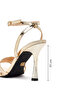 Women's Gold Ankle Buckle High Thin Heeled Metallic Sandals 26Sfe499932 - 4